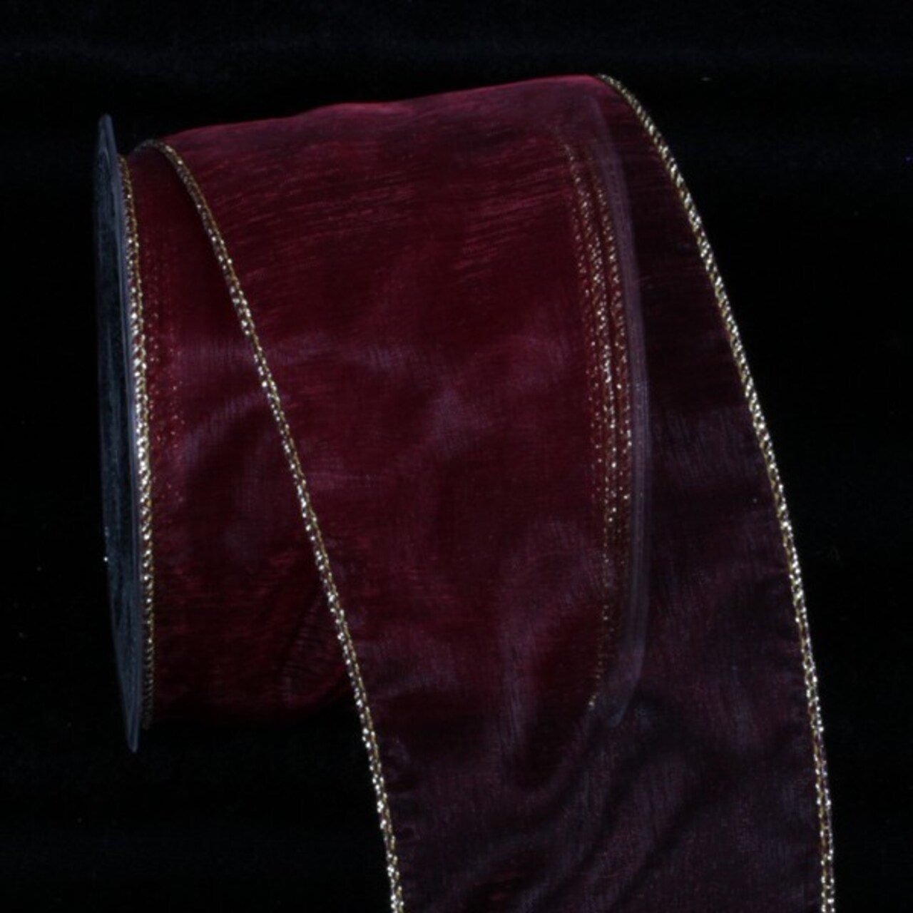 The Ribbon People Burgundy Red and Gold Sheer Wired Craft Ribbon 3" x 27 Yards